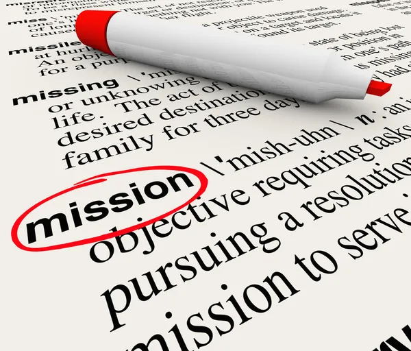 Mission Word Dictionary Definition Red Marker — Stock Photo, Image