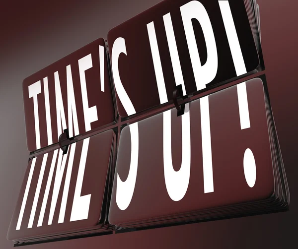Time's Up woorden Retro Clock Flipping tegels Deadline — Stockfoto