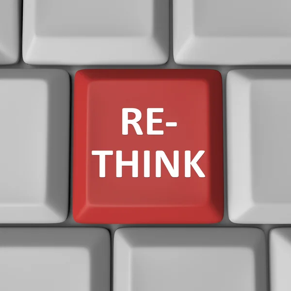 Kırmızı bilgisayar klavye anahtar yeniden düşünmeye tekrar yeniden düşünmek — Stok fotoğraf
