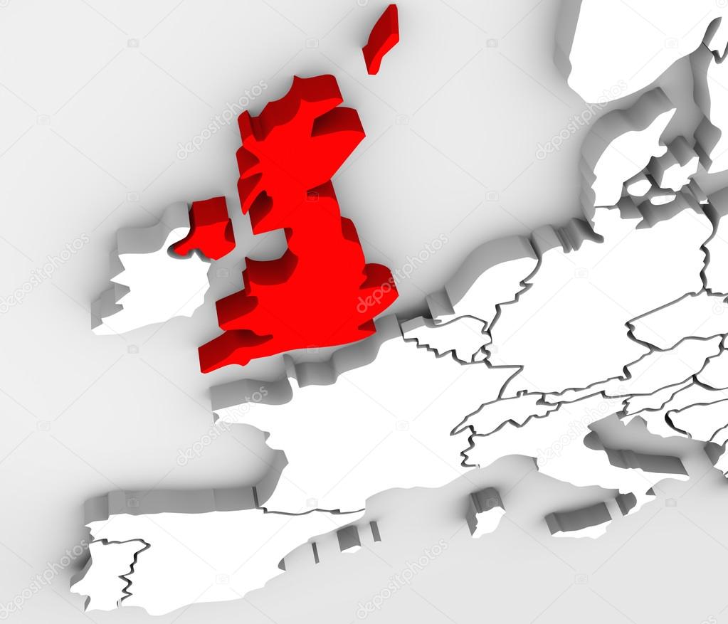 England 3D Abstract Map Europe Great Britain