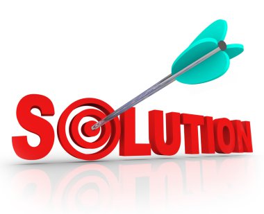 Solution Word 3D Letters Solved Problem Arrow Target Bulls-Eye clipart