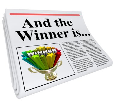 And the Winner Is Newspaper Headline Announcement Trophy clipart