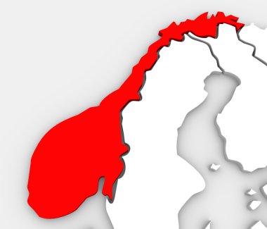 Norveç soyut 3d harita Avrupa İskandinavya ülke