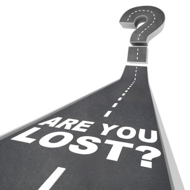 Are You Lost Words Question Mark on Road Pavement Confusion clipart