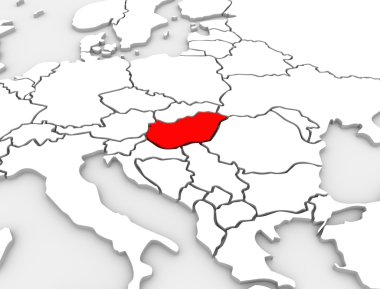Macaristan ülke soyut 3d resimli harita Avrupa Kıtası