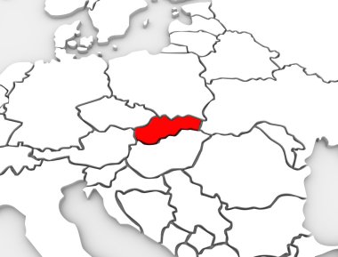 Slovakya ülke soyut 3d harita Avrupa Kıtası