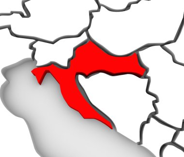 Hırvatistan ülke soyut 3d harita Doğu Avrupa