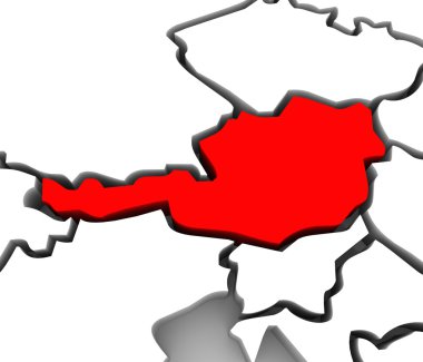 Avusturya ülke 3d soyut harita Avrupa Kıtası