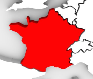 Fransa ülke 3d soyut resimli harita Avrupa