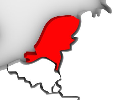 3D Özet harita Hollanda Avrupa ülke