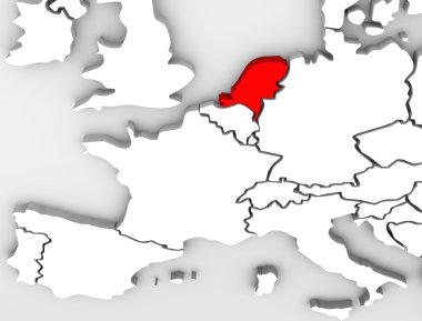 Hollanda ülke soyut 3d harita Avrupa Kıtası