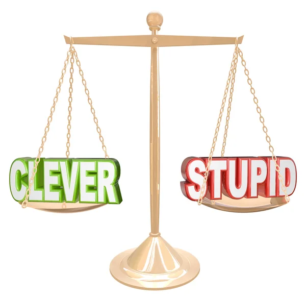 Clever Vs Stupid Words Scale Fine Line Humor Taste — Stock Photo, Image