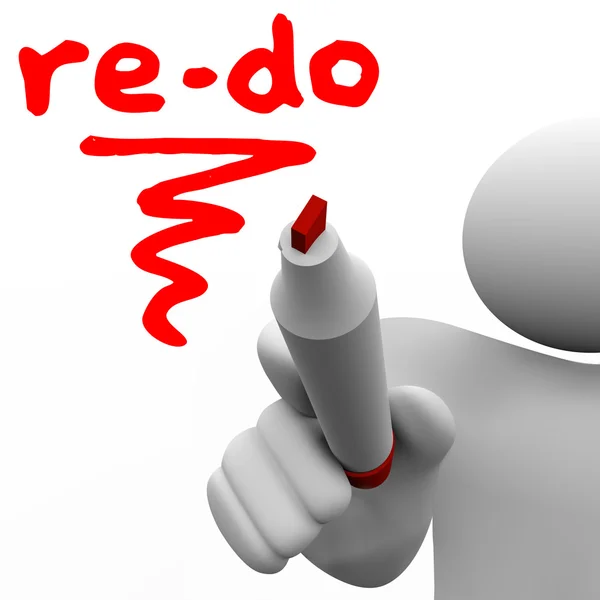 Re-Do Word Written on Board Marker Man Redo Change — Stock Photo, Image