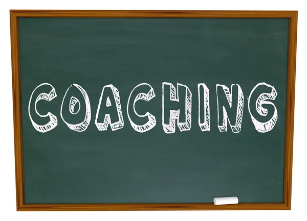 Coaching słowo chalkboard nauczania nauki edukacji sportowych — Zdjęcie stockowe