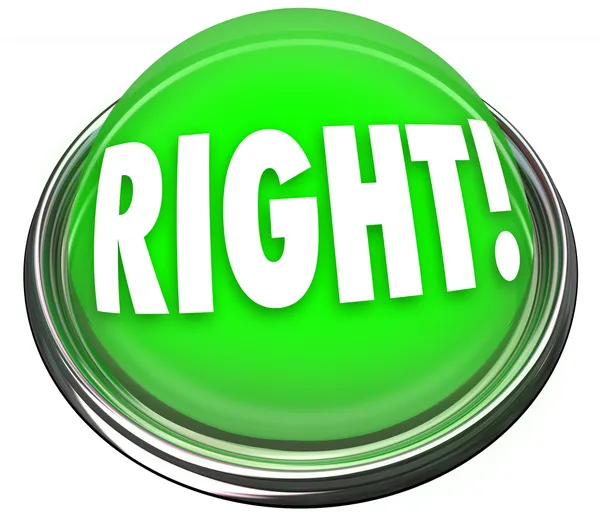 Luz de botón verde derecha intermitente Respuesta correcta —  Fotos de Stock
