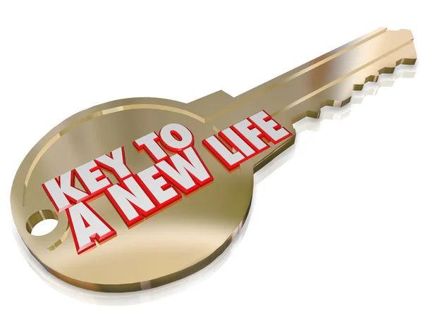 A New Life Gold Key Begin Fresh Restart Improvement — Stock Photo, Image