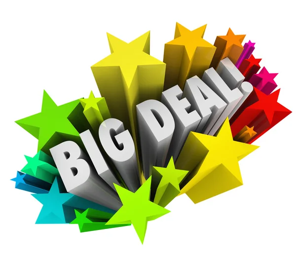 Big Deal Words Stars Fireworks Important News Sale — Stock Photo, Image