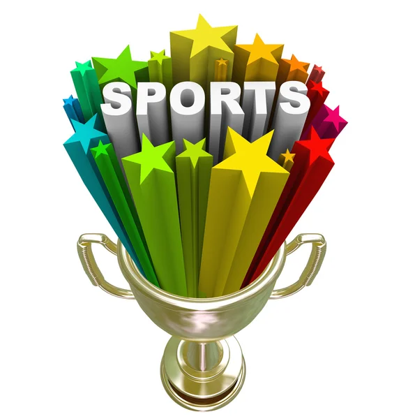 Sports Word Gold Trophy Winner Champion — Stock Photo, Image