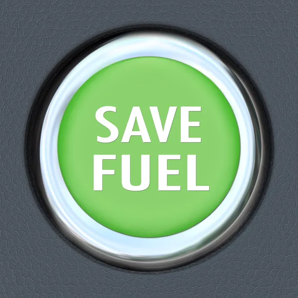 Экономия топлива Зеленая кнопка запуска автомобиля экономия бензина — стоковое фото