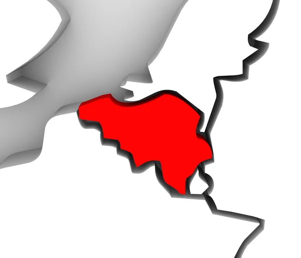 比利时地图 3d 插图抽象国家欧洲大陆 — 图库照片