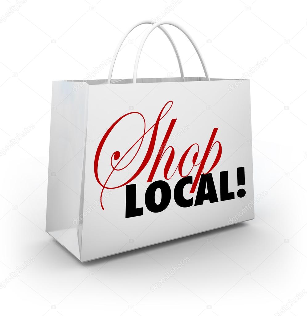Shop Local Support Community Shopping Bag Words