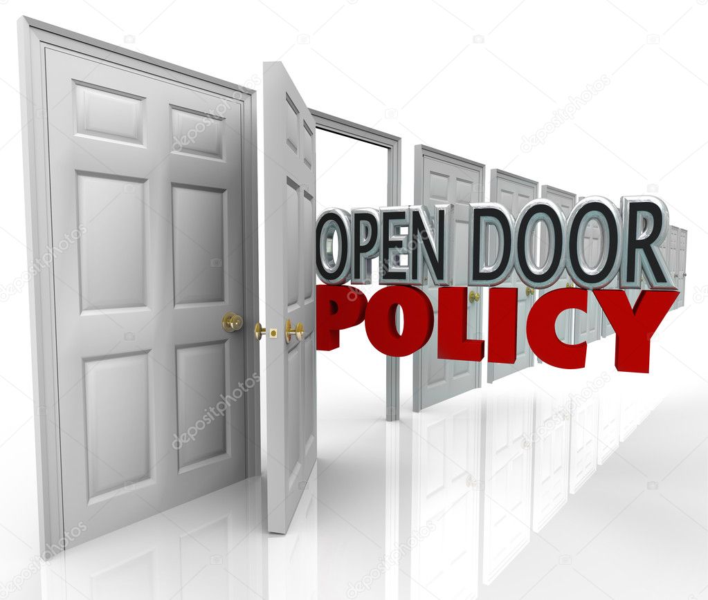 Open Door Policy Words Management Willkommenkommunikation
