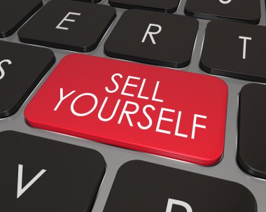 Sell Yourself Computer Keyboard Red Key Promotion Marketing clipart