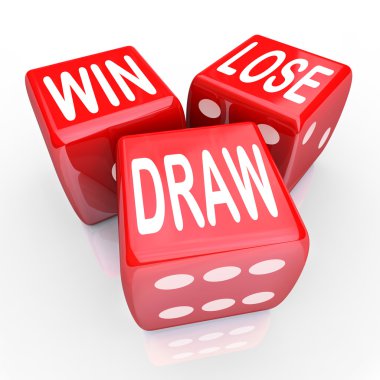 Win Lose Draw Words Three 3 Red Dice Competition Game clipart