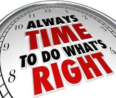 Always Time to Do What's Right Saying Clock Quote clipart