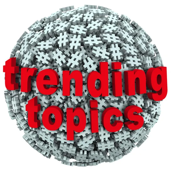 Trendy tematy gorące po aktualizacji wiadomości hash tag Funt symboli — Zdjęcie stockowe