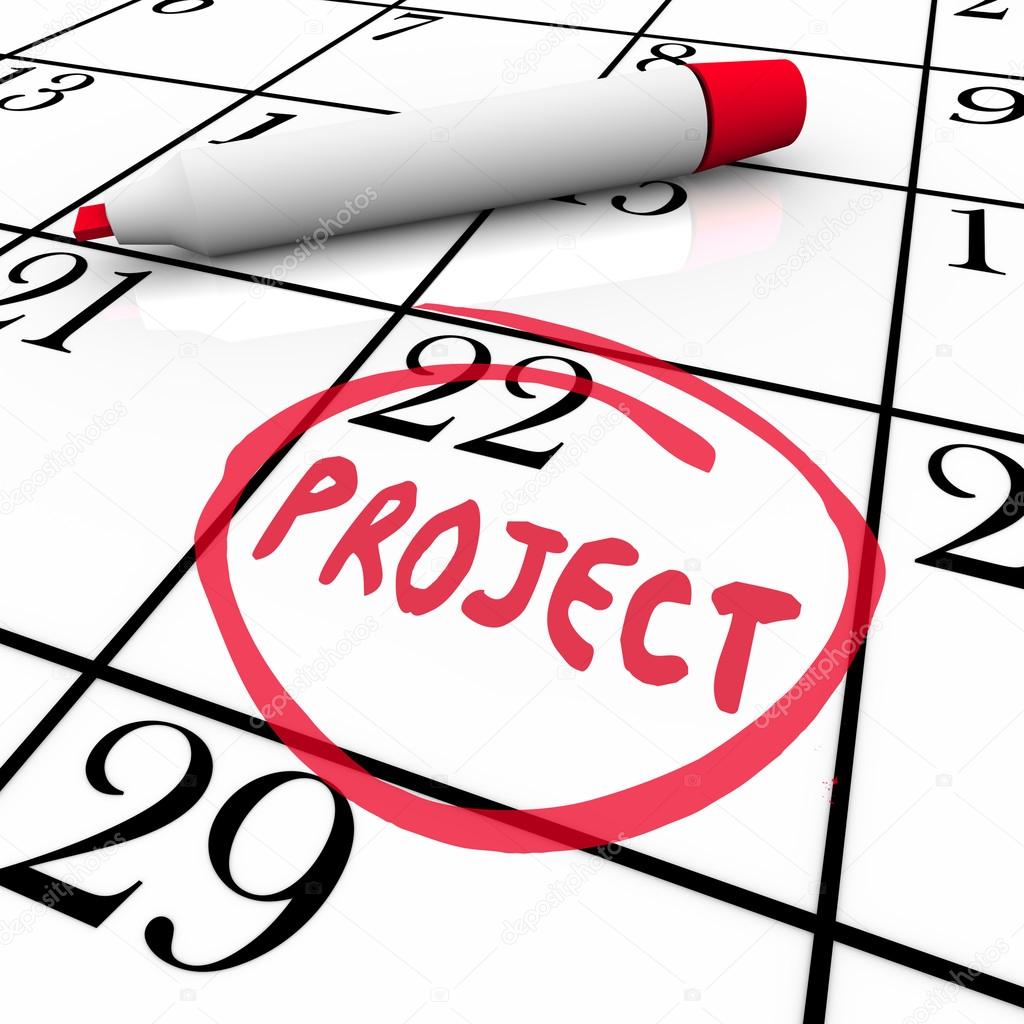 Project Start or Finish Date Circled on Calendar Day