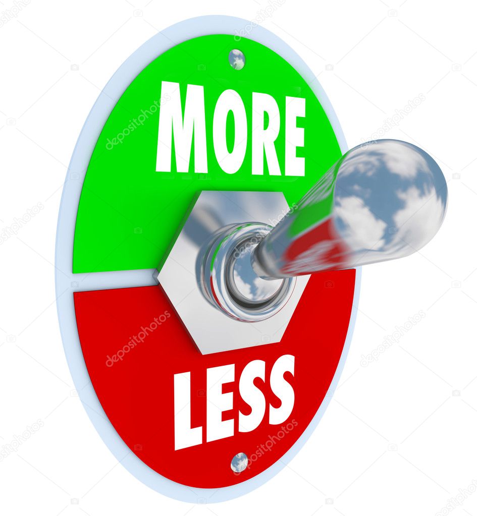 More Vs Less Toggle Switch On Off Increase Higher Amount