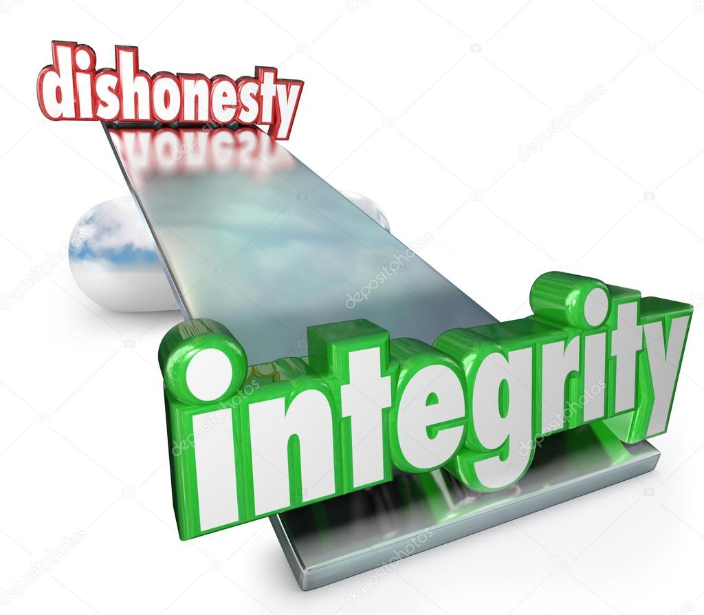 Integrity Vs Dishonesty Words Scale Balance Opposites