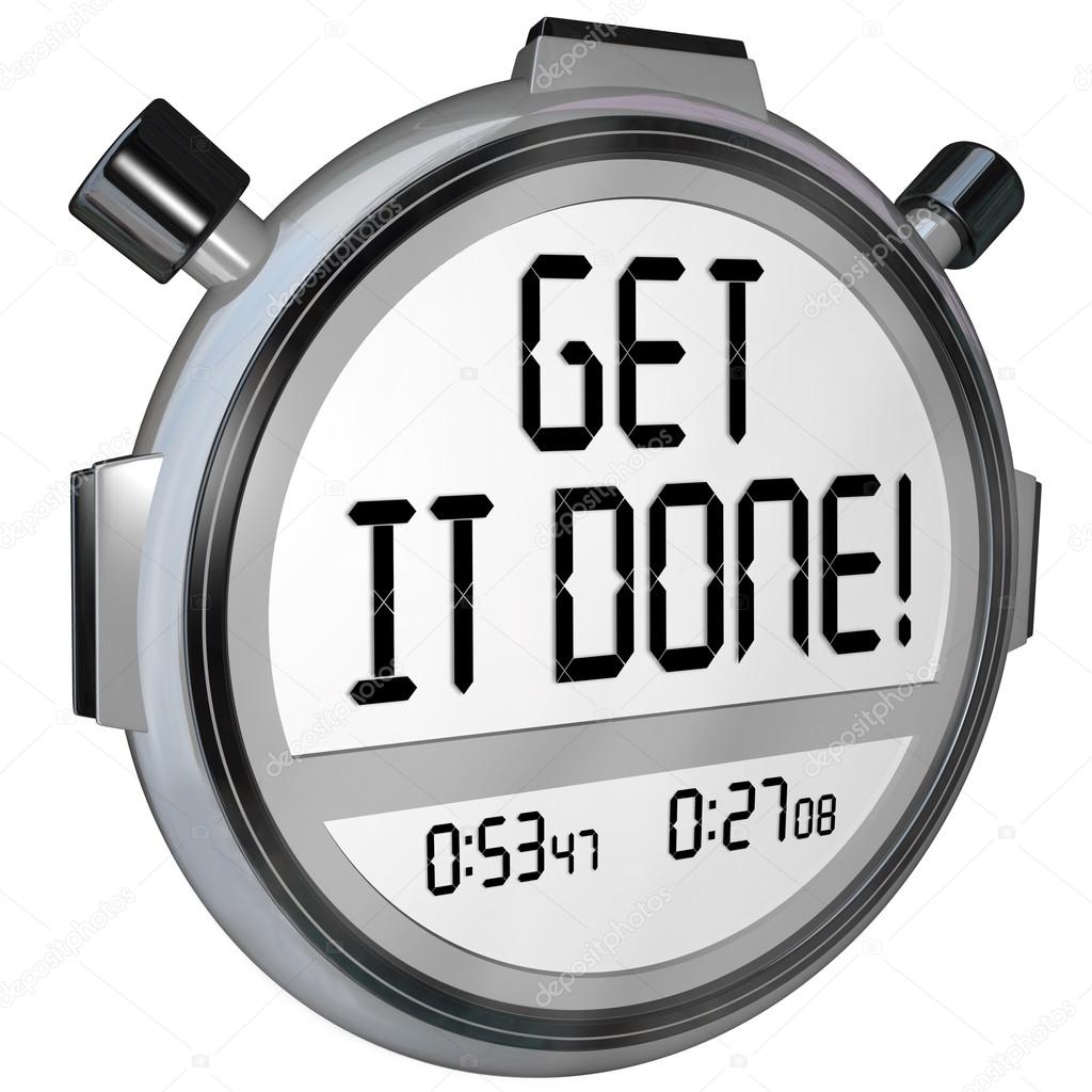 Get It Done Words Stopwatch Timer Complete Project Goal