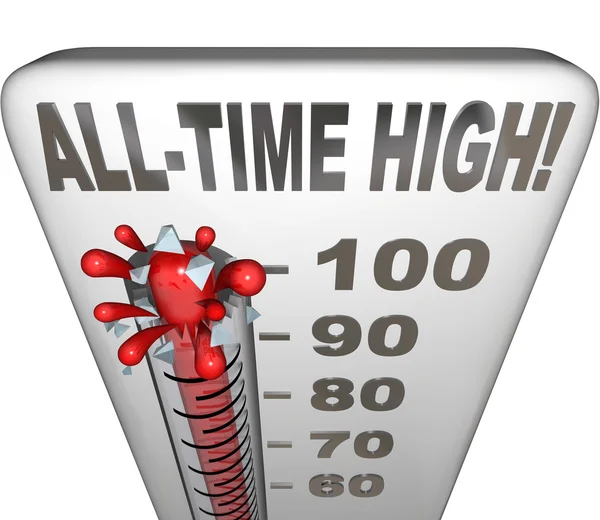 All-Time High Record Breaker Thermometer Hot Heat Score — Stock Photo, Image