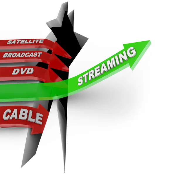 Streaming Beats Satellite Broadcast DVD Cable TV Viewing — Stock Photo, Image