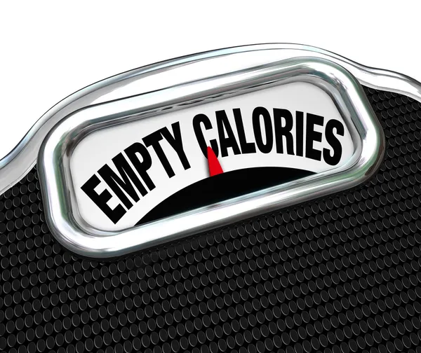 Empty Calories Word Scale Nutritional Vs Fast Food Eating — Stock Photo, Image