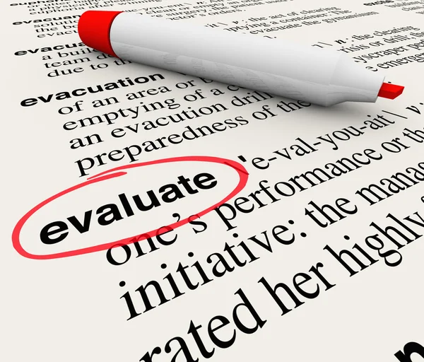 Evaluar Word Dictionary Revisión de la definición de retroalimentación — Foto de Stock