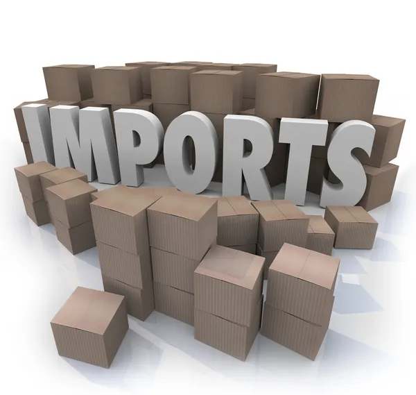 Importaciones Cajas de Cartón Almacén de Comercio Internacional — Foto de Stock