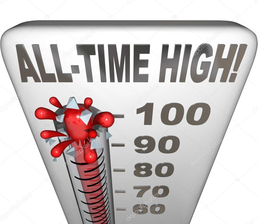 All-Time High Record Breaker Thermometer Hot Heat Score