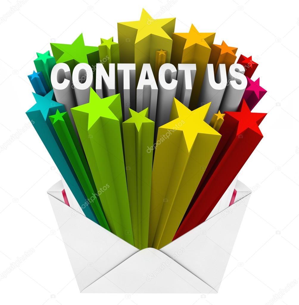 Contact Us Words Starburst Envelope Reach Out Help Support