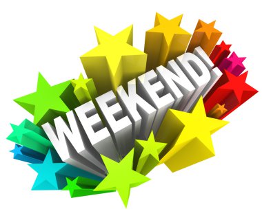 Weekend Stars Exciting Word Saturday Sunday Break clipart