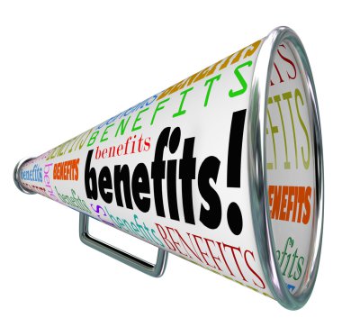 Benefits Megaphone Bullhorn Advertise Features of Product clipart