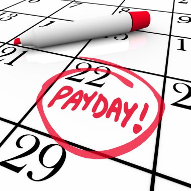 Payday Word Circled Calendar Income Wages Date clipart