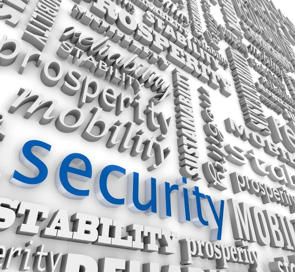 Financial Security 3D Word Background Prosperity Stability — Stock Photo, Image