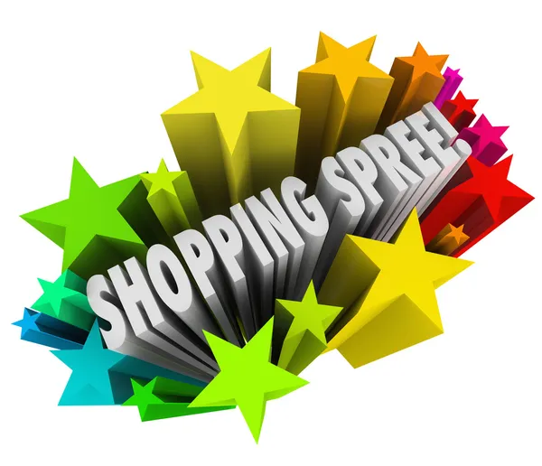 Shopping Spree Words Stelle Vincitore Premio lotterie — Foto Stock