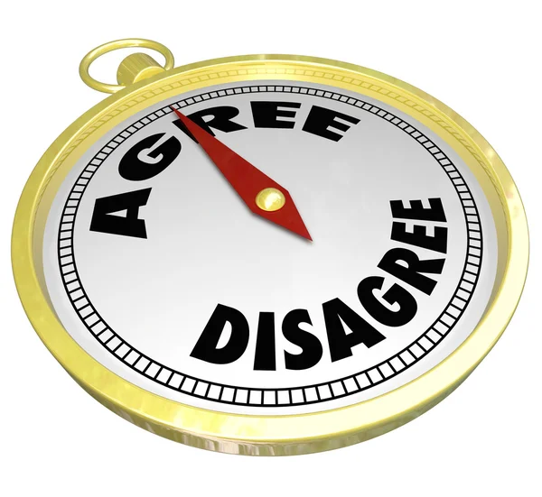 Agree Vs Disagree Words Compass Vote Consensus Decision — ストック写真