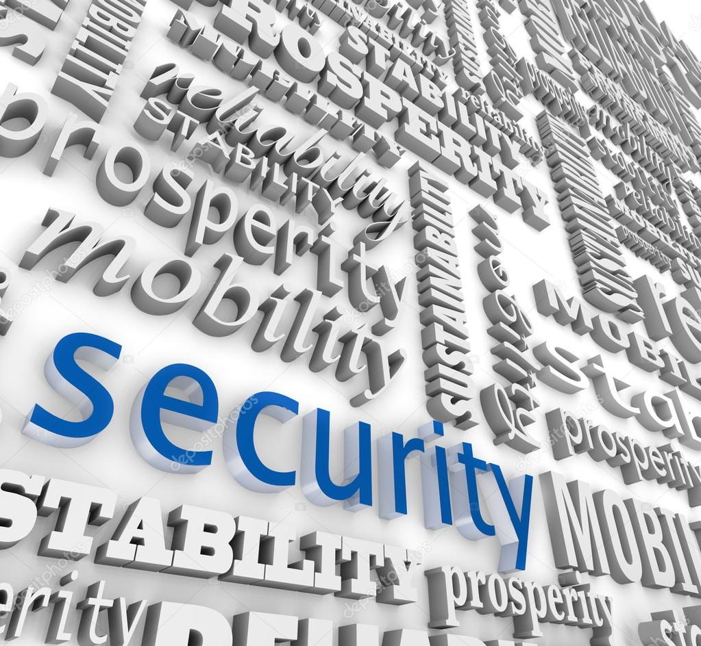 Financial Security 3D Word Background Prosperity Stability