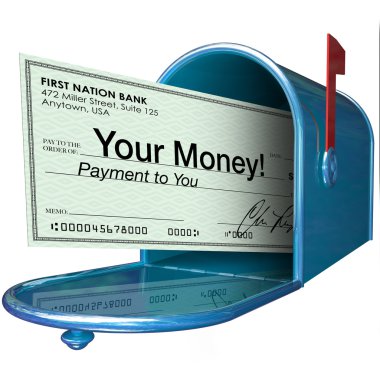 Your Money Check Payment in Mailbox clipart
