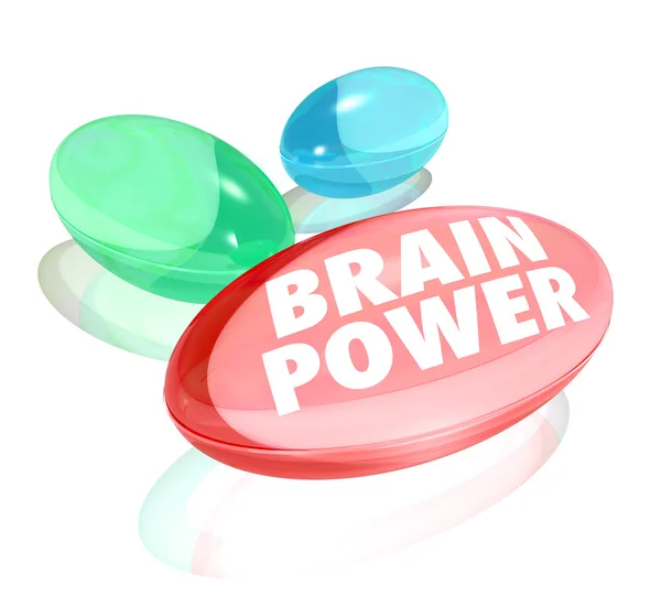 Brain Power kapszula alternatív kiegészítők vitamin ösztönzése — Stock Fotó